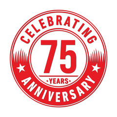 75 years logo. Seventy-five years anniversary celebration design template. Vector and illustration.