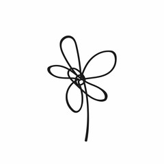 Abstract flower drawn by hand. Icon, logo, symbol. Doodle, sketch. Isolated vector illustration.