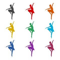 Ballerina color icon set on white background