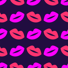 Seamless pattern with repeating lips silhouettes. Flat vector illustration.