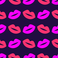 Seamless pattern with repeating lips silhouettes. Flat vector illustration.