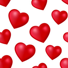 Seamless pattern with realistic 3d heart