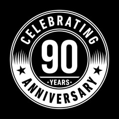 90 years logo. Ninety years anniversary celebration design template. Vector and illustration.