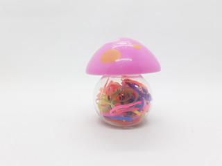 Beautiful Colorful Artistic Girly Rubber Ties Band for Hair Stylish and Decorative Tools Accessories in White Isolated Background