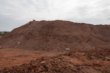 Earthwork sediment pile closeup in quarry