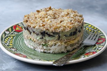 Avocado Salad with Chicken Nuts and Prunes