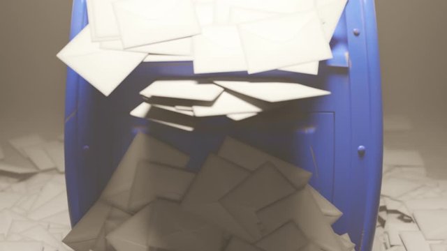 Huge overflow of mail envelopes stacked in a messy pile around the mailbox. 4KHD