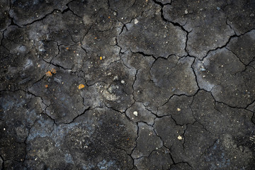 Black cracked surface top view