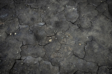 Black cracked surface top view