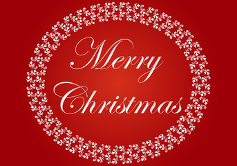 Felicitación roja de navidad con marco floral.