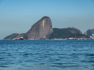 Sugar Loaf in Landscape, Blue Sky, Blue Sea, Cityscape, Niteroi, Rio de Janeiro - Brazil