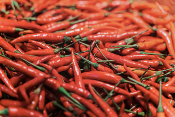 Many Fresh Red hot chili peppers