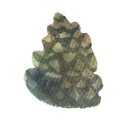 christmas watercolor cone