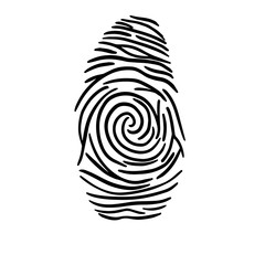 fingerprint vector illustration, on a white background, black and white drawing