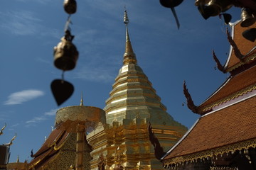 Fototapeta premium The golden pagoda in Chiangmai, Thailand