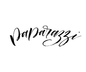 Fototapeta premium Paparazzi hand drawn card. Modern vector brush calligraphy. Ink illustration with hand-drawn lettering. 