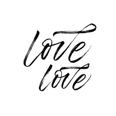 Love love card. Hand drawn brush style modern calligraphy. Vector illustration of handwritten lettering. 