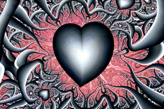 Background abstract Illustration for design, The Black Heart was imprisoned by chains and vines,  Broken heart Concept