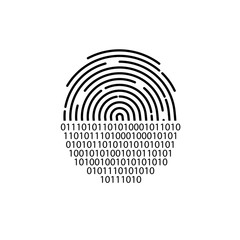 Fingerprint scanning and binary code. Digital security authentication concept. Biometric authorization. Identification. id