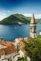Sunny view of town Perast in the Kotor Bay, Montenegro.
