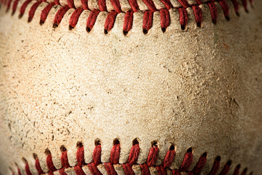 Closeup of a dirty baseball