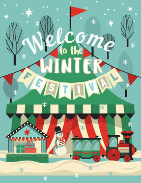 Winter Festival Welcome Invitation Vector Poster