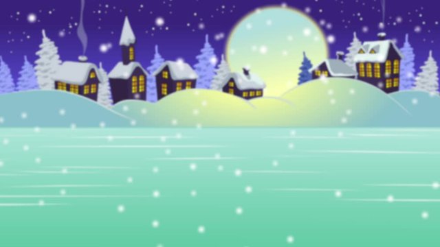 Cartoon Santa on skates catches gifts
