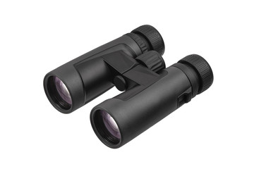Modern binoculars isolated on white background. Optical device for long-range vision.