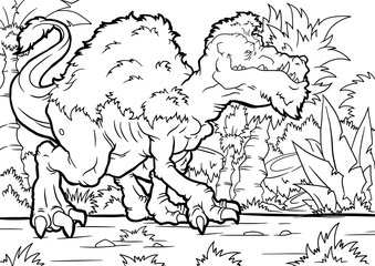 Coloring book for children with a dinosaur