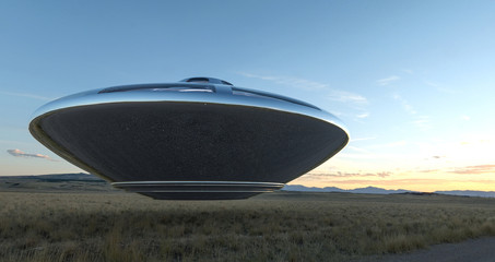 Fototapeta na wymiar ufo space ship floating