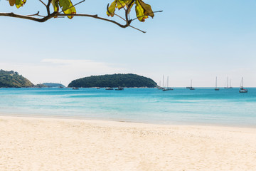 View on Nai Harn bay beach beach at Rawai area on Phuket island