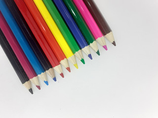 Beautiful Colorful Artistic Pencils for Coloring and Drawing Tools in White Isolated Background