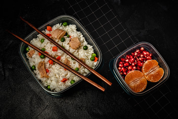 Food in tupperware ready to eat