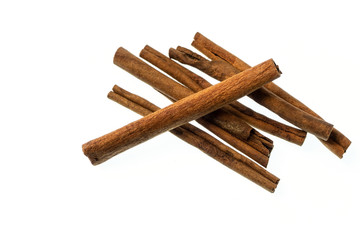 Cinnamon sticks on a white background