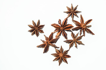 star anise on white background