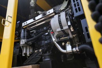 Diesel generator power set engine details for industrial - obrazy, fototapety, plakaty