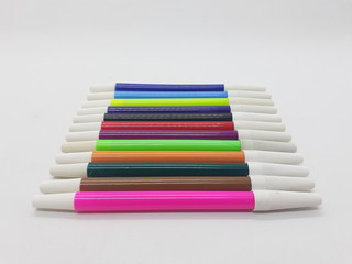 Fototapeta premium Beautiful Colorful Artistic Pens for Coloring and Drawing Tools in White Isolated Background