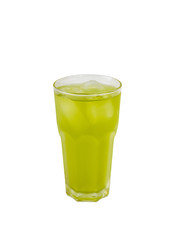 Organic matcha green tea iced in glass