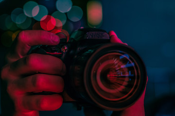 Close up abstract shot of photographer taking a picture
