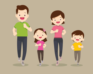 family jogging and exercising together