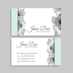 Flower business cards white and black