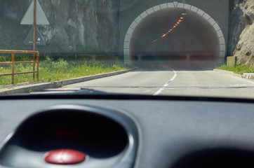 Fototapeta na wymiar Tunnel seen from a car
