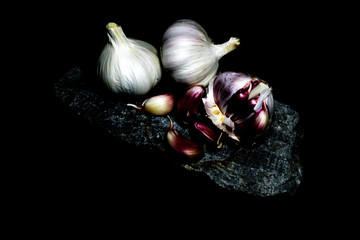 .Purple garlic head.