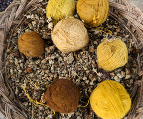 Naturally colored alpaca wool. Chinchero, Peru.