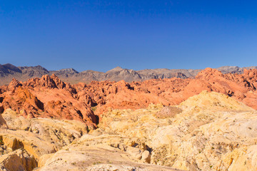 Fototapeta na wymiar Beautiful geological rock formations from Valley of Fire State Park in Nevada.