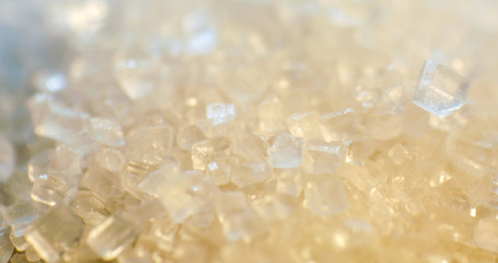 White sugar crystals, light view.