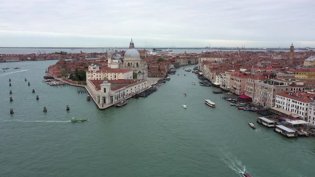 Punta della Dogana Venice Italy and santa maria della salute aerial view
