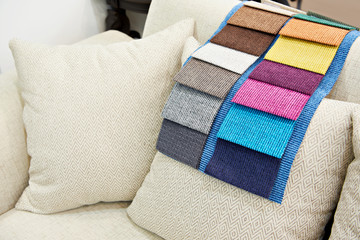 Fabric upholstery samples in store