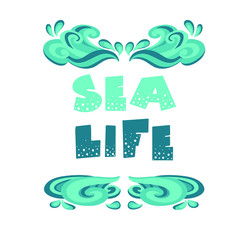 Ocean, sea. Hand written lettering. Handwritten inspirational quotes. T-shirt design element.