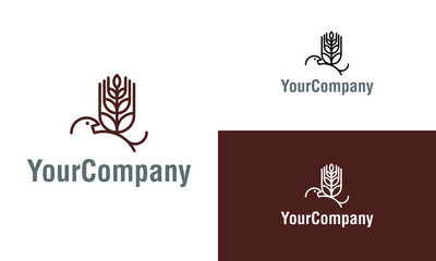 Bird, wheat, grain farm icon vector logo design simple minimalist template graphic illustration. Creative vector emblem, for icon or design concept.